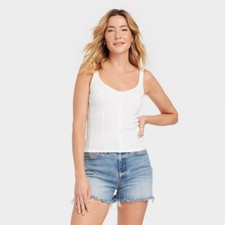 Universal Thread Corset Tank Top Womens X-Large Ribbed Stretch White