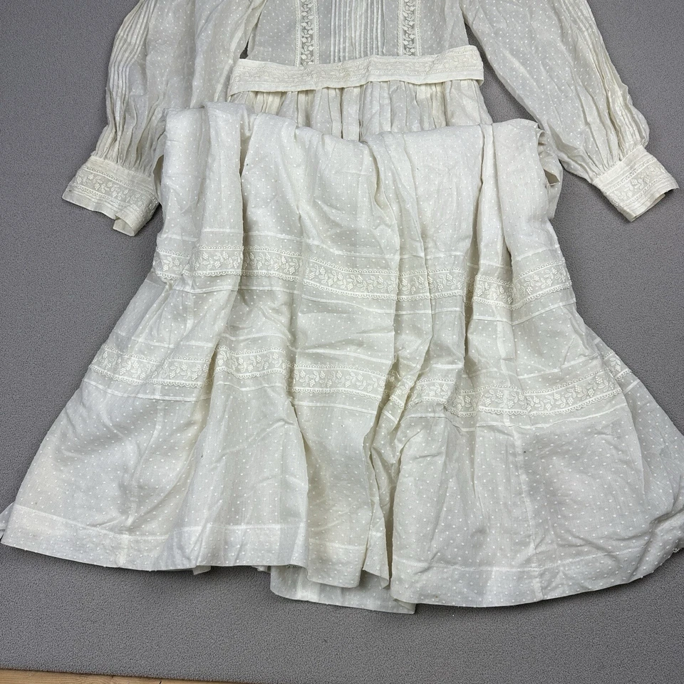 Vintage Laura Ashley Wedding Dress Stunning Ivory Sz 10 Lace Trim Slip Swiss Dot - Image 2 of 4