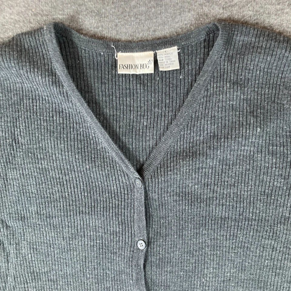 Vintage Fashion Bug Ribbed Wool Blend Maxi Dress Womens Large L Gray Minimalist - Image 3 of 4