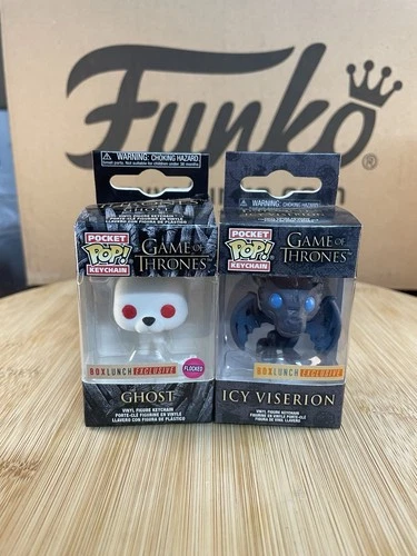 Funko POP! Game Of Thrones Flocked Ghost  & Icy Viserion Keychain Bundle