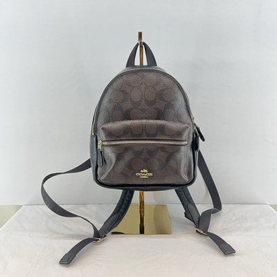 Coach Signature Backpack F58315 Brown Black PVC Leather EUC