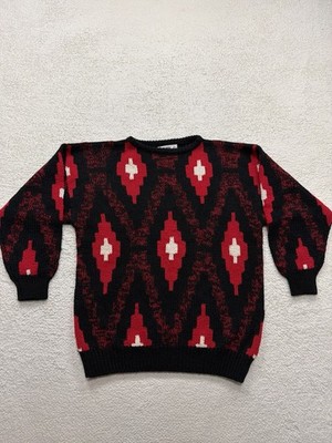 Vintage Esprit Sz S (fits Large) multicolor Red Black knit sweater retro