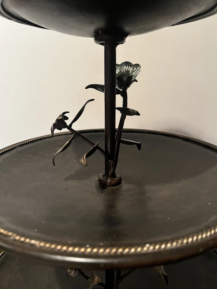 Vintage Floral Etagere Large three tier cake Stand /dessert serving stand Rare - Image 4 of 4