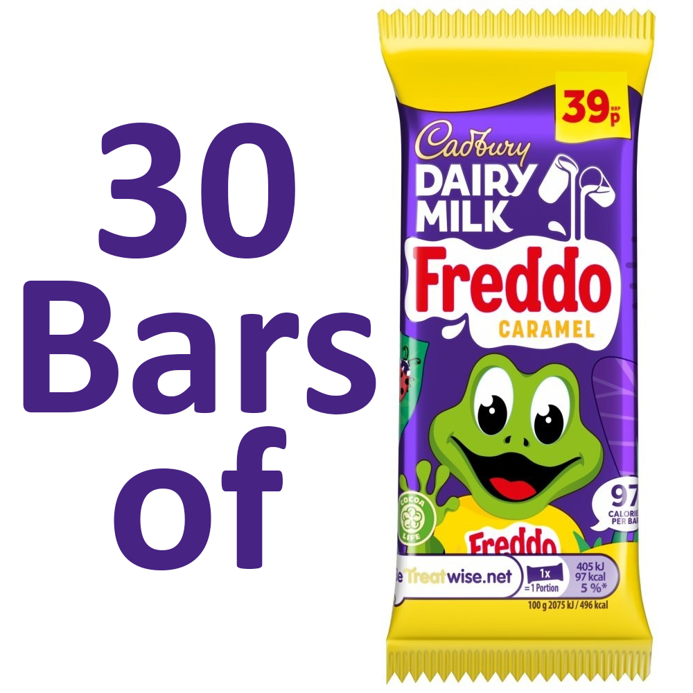 30 Bars of Cadbury Dairy Milk Freddo Caramel 19.5g British Chocolate Treats