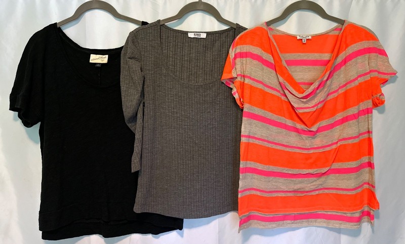 Lot of 3 Tops Gray BB Dakota by Steve Madden Orange Pink Striped Splendid Black