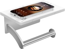 Toilet Paper Holder W/ Phone Shelf Natural Marble Wall Mount Tissue Roll Holder