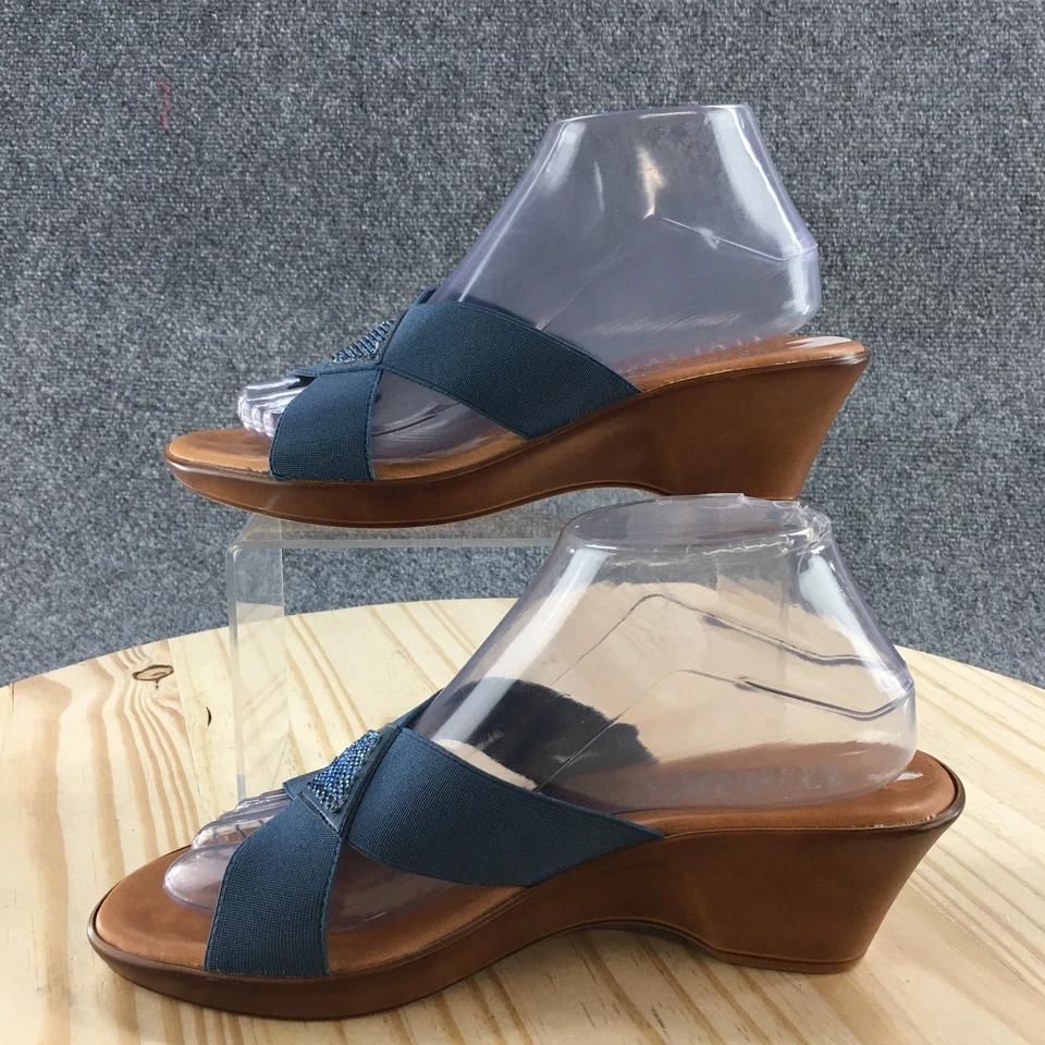 Sandalias Italianas para Mujer 8 Hachi Slide Azul Sin Cordones Informales Tacones de Cuña Foto 2 de 4