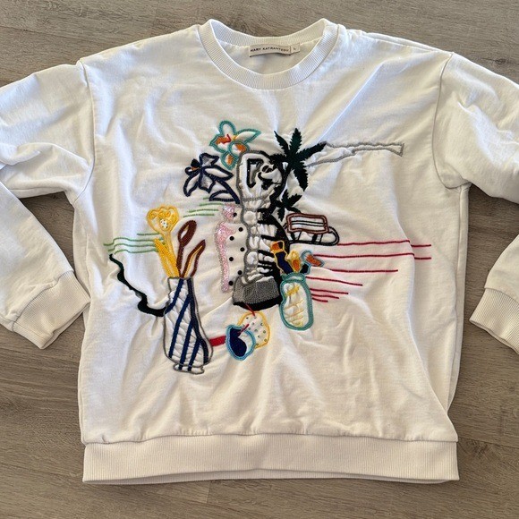 MARY KATRANTZOU Saker Pop Art White Sweater Womens Large Golf image 2