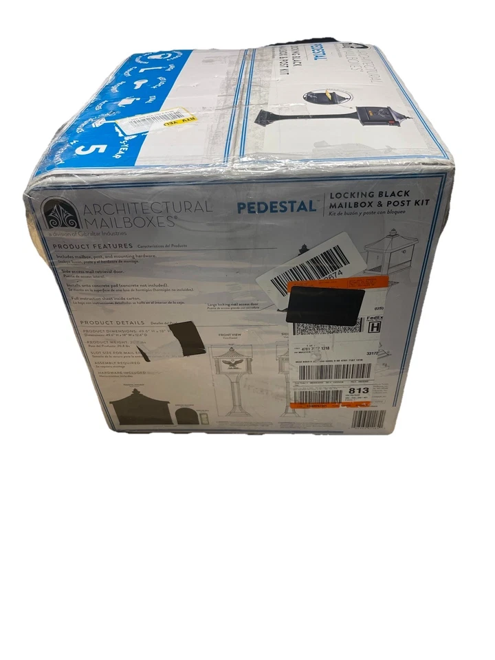 Pedestal Black, Large, Aluminum, Locking, All-In-One Mailbox and Post Combo - Image 4 of 4