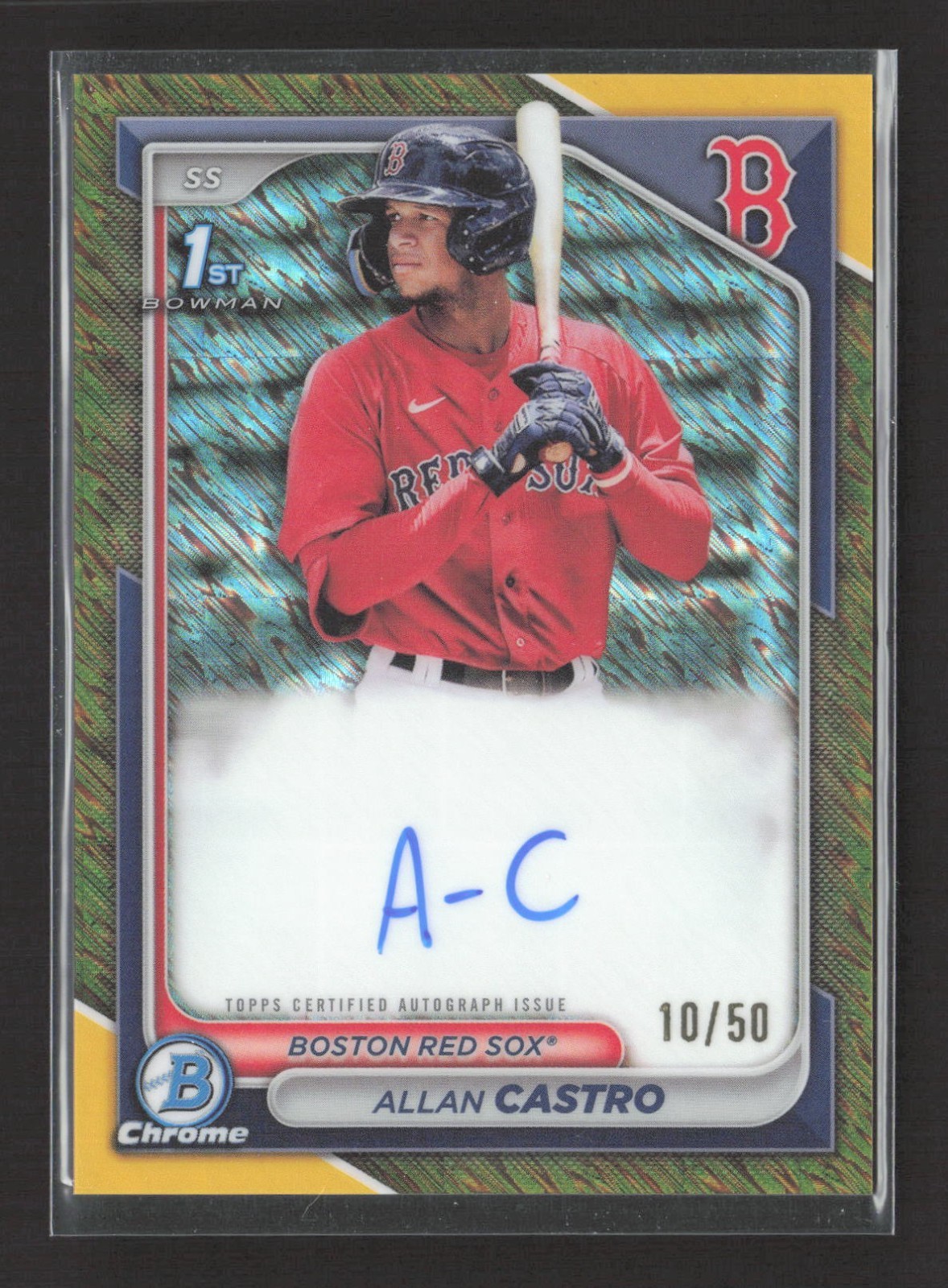 2024 Bowman Chrome Allan Castro 1st Gold Shimmer Auto /50 #CPA-ACA