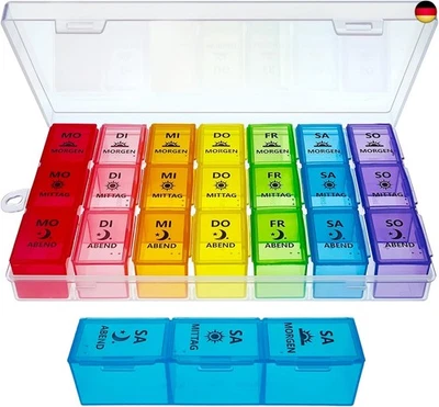 MARKE ZVZM ZVZM Tablettenbox 7 Tage Morgens Mittags Abends, Pillendose 7 Tage,