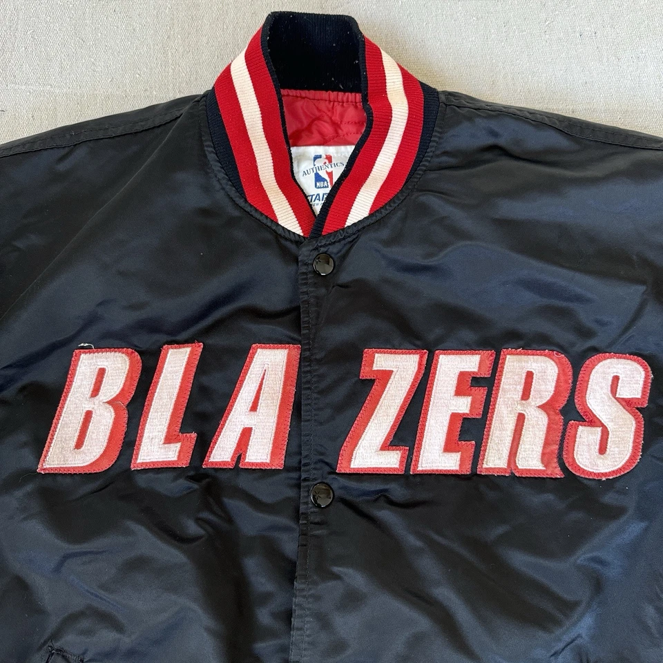 vtg PORTLAND TRAILBLAZERS Satin Starter Jacket XL Black 90s BLAZERS NBA spellout - Image 3 of 4