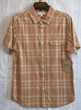Frye and Co Shirt Melon Plaid Short Sleeve Cotton Casual Shirt Size Small