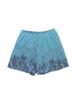 Vintage Speedo Swim Shorts Mens Large Blue Black Tropical Leaf Crinkle Nylon 90s