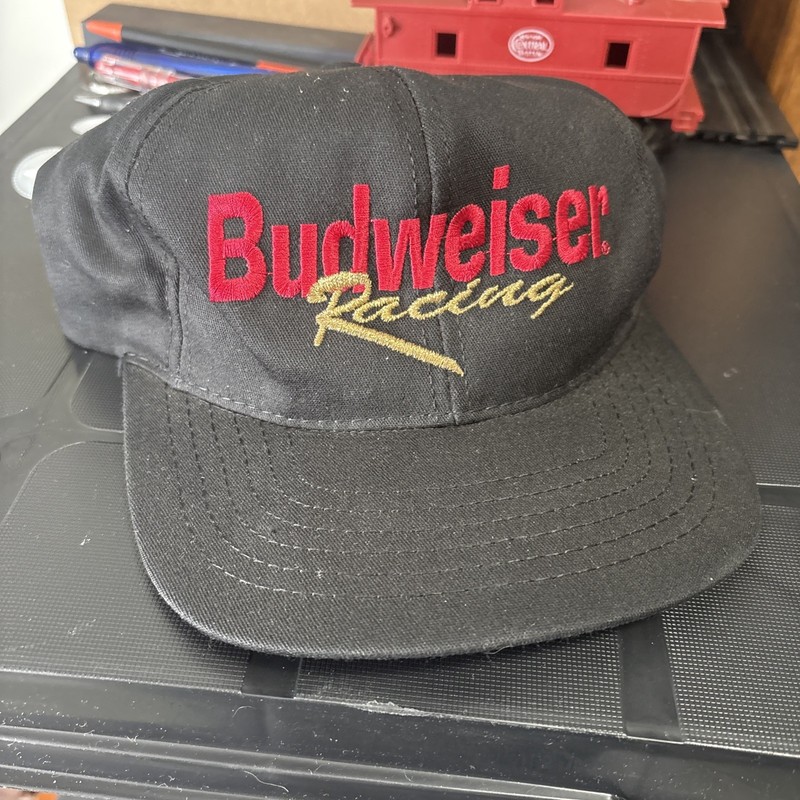 Budweiser Beer Racing Black Adjustable Hat Cap  official beer NASCAR