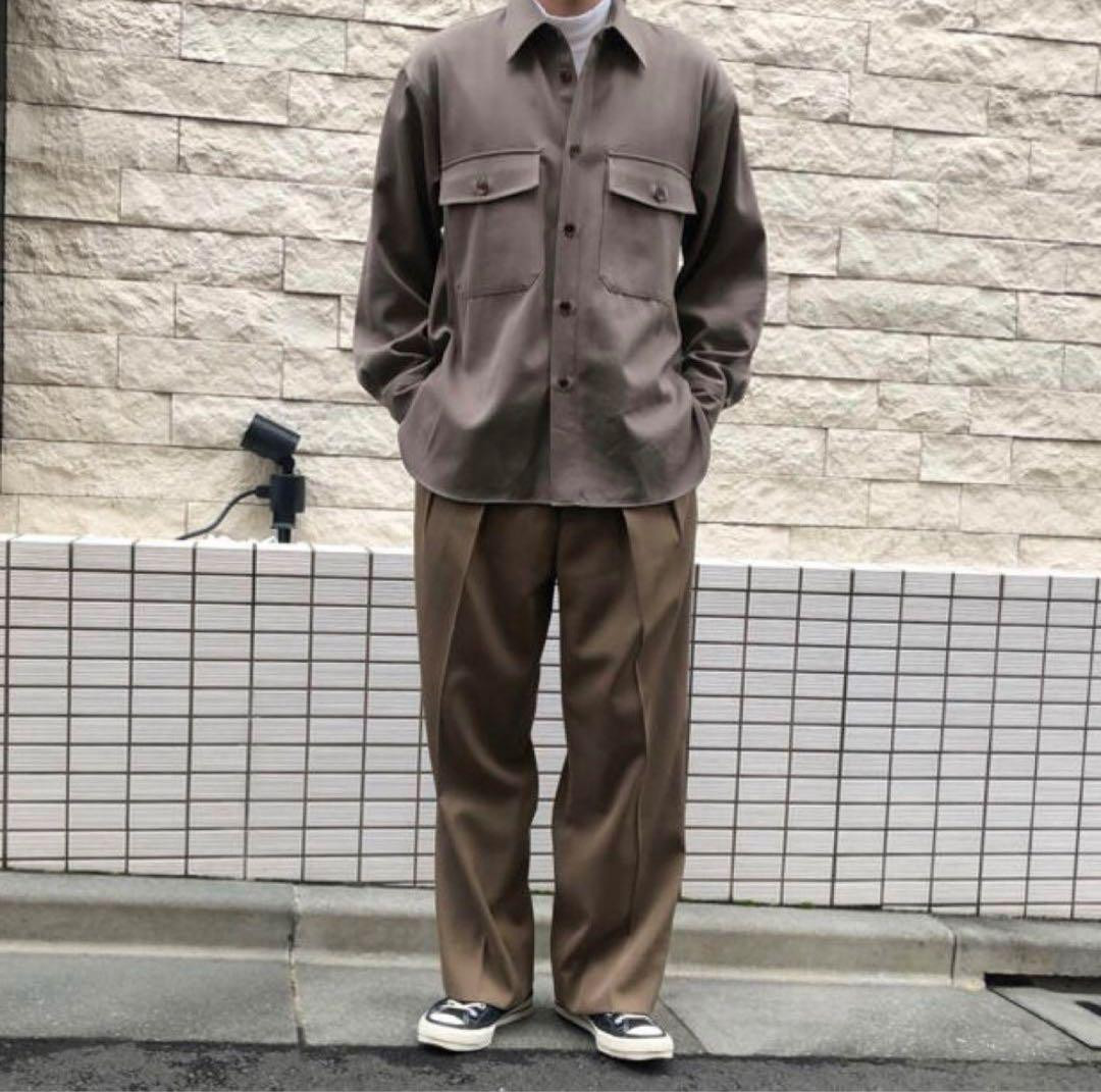AURALEE Wool Max Gabardine Shirts 3 Gray Beige Oversized AURALEE Wool Max Gabardine Shirts 3 Gray Beige Oversized