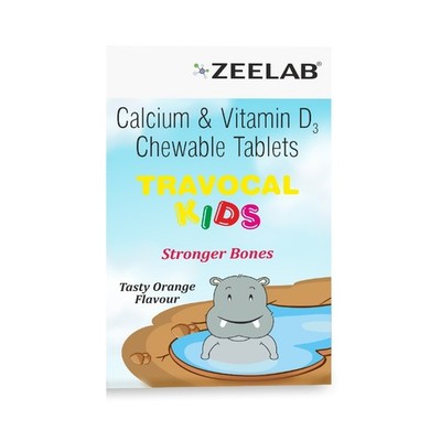 Travocal Calcium & Vit. D3 Chewable Tablet 4 Kids (Pack of 2 Pet Jars x 30 Tabs)