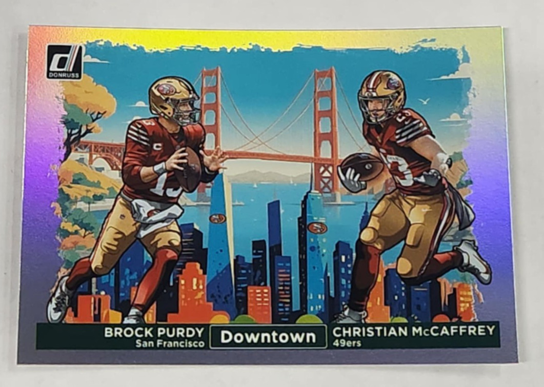 BROCK PURDY / CHRISTIAN MCCAFFREY - 2024 PANINI DONRUSS - DUAL DOWNTOWN SSP -