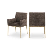 Reeves Brown Chenille Fabric Dining Chair, Set of 2