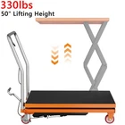50" Lifting Height Double Scissor Hydraulic Lift Table Cart With 4 Wheels 330lbs