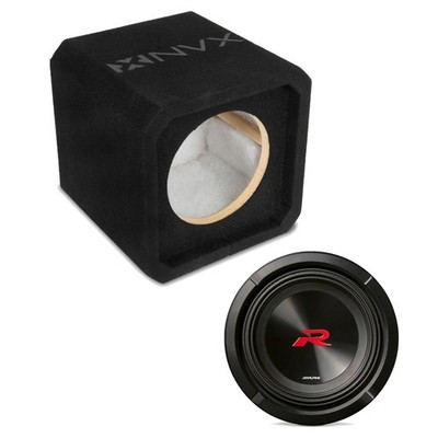 NVX NE81S Single 8'' Sealed 3/4'' MDF Subwoofer Enclosure w/ 8'' Car Subwoofer