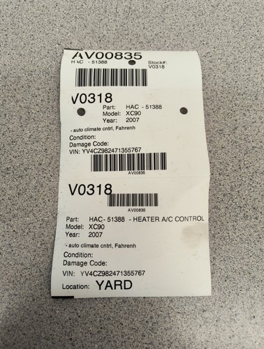 2007-2014 Volvo XC90 A/C AC Heater Climate Control Fahrenheit OEM 30710683 - Picture 14 of 14