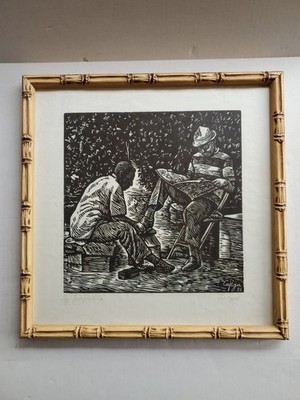Luis Cajiga, Signed - 17 Of 80 -  Woodcut 1986 -  Puerto Rico Art