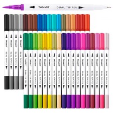 Dual Brush Marker Pens for Coloring Books, Fine Tip Coloring Marker Brush Pe...