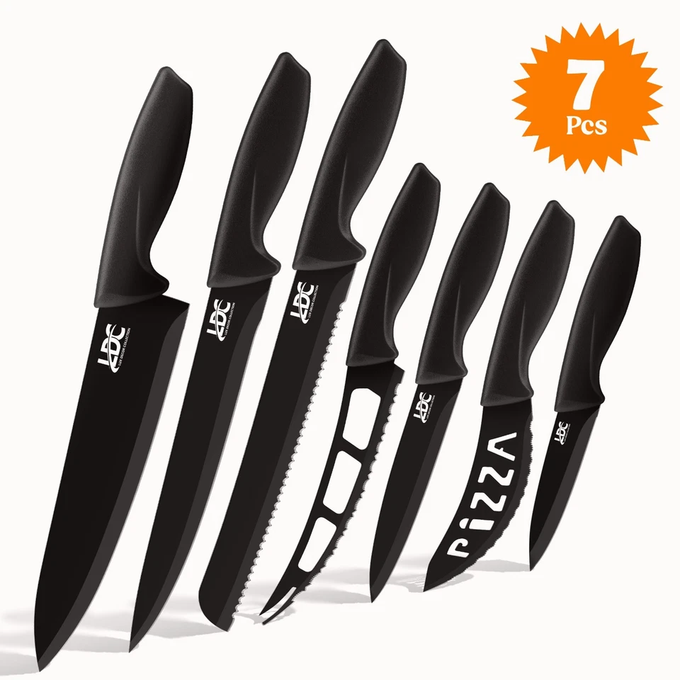 Knife Set Stainless Steel 7 Piece Professional Cutlery Pizza Kitchen Chef Knives