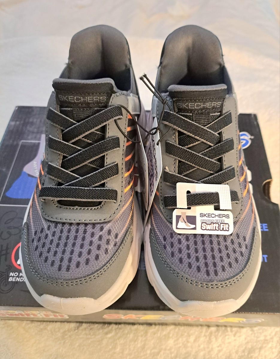 ナイキ様 Skechers Boys Hands Free Swift Fit Gray Orange Charc Mach Wash