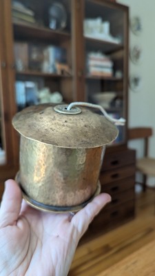 Vintage Brass String Holder With Coin - Lidded Container for Kitchen String 