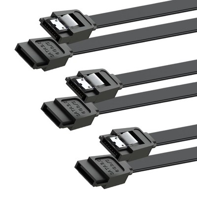 Mbiydeg SATA Cable III for SSD HDD Data,3 PCS 6Gbps Straight Angle 15 Inch Sa...