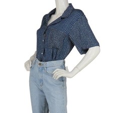 Vintage Anne Klein II V Neck Blue Silk Top 