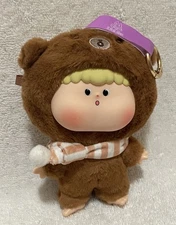 Pre-Owned 3Babies Toy Dudu Zoo Brown Bear Blind Box Vinyl Pendant Bag Charm 5”