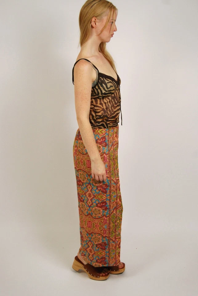 Y2K Tiger Tank (M) mediano vintage marrón puro animal print cami ver a través lindo Foto 4 de 4