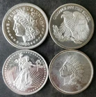 Lot of Four 1oz Silver Rounds Fashioned After US Coins