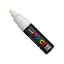 3 Pack of Posca PC-8K Water-Based Paint Marker, Broad Chisel Tip, White