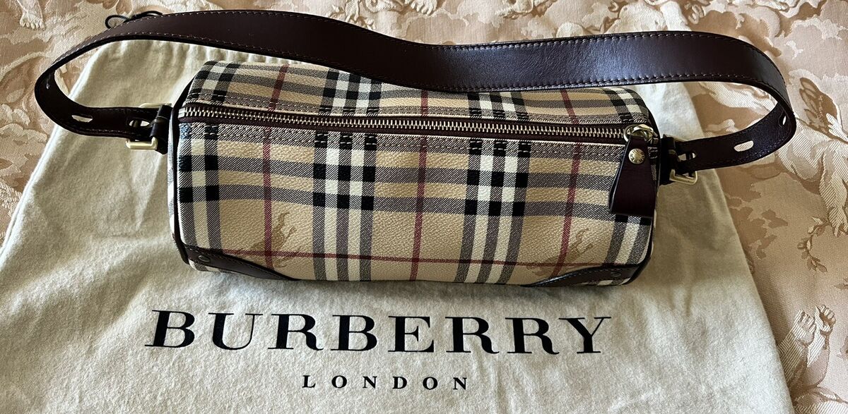 Burberry Nova Check/Haymarket Brown Barrel Coated Canvas Burberry Nova Check/Haymarket Brown Barrel Coated Canvas