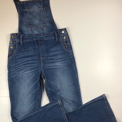 New Cello Women’s Size M Blue Denim Cropped Overalls - Picture 10 of 12