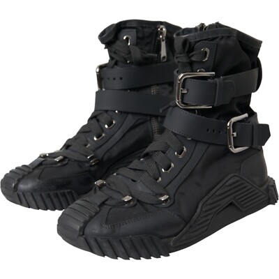 DOLCE & GABBANA Shoes Black Nylon NS1 High Top Sneakers EU38 / US7