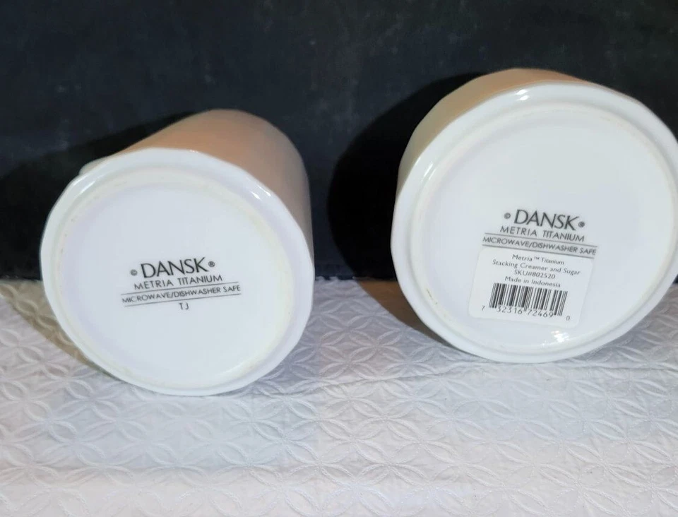 Dansk Metria Titanio Minimalista Azúcar Cuenco Con Tapa y Crema Set Apilable Mod Foto 4 de 4