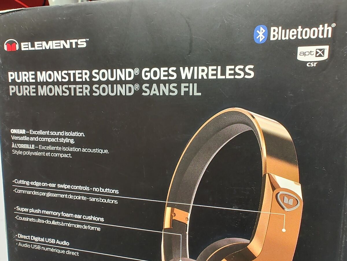 NOS Monster Elements On-Ear APT-X CSR Bluetooth / Wired Rose NOS Monster Elements On-Ear APT-X CSR Bluetooth / Wired Rose
