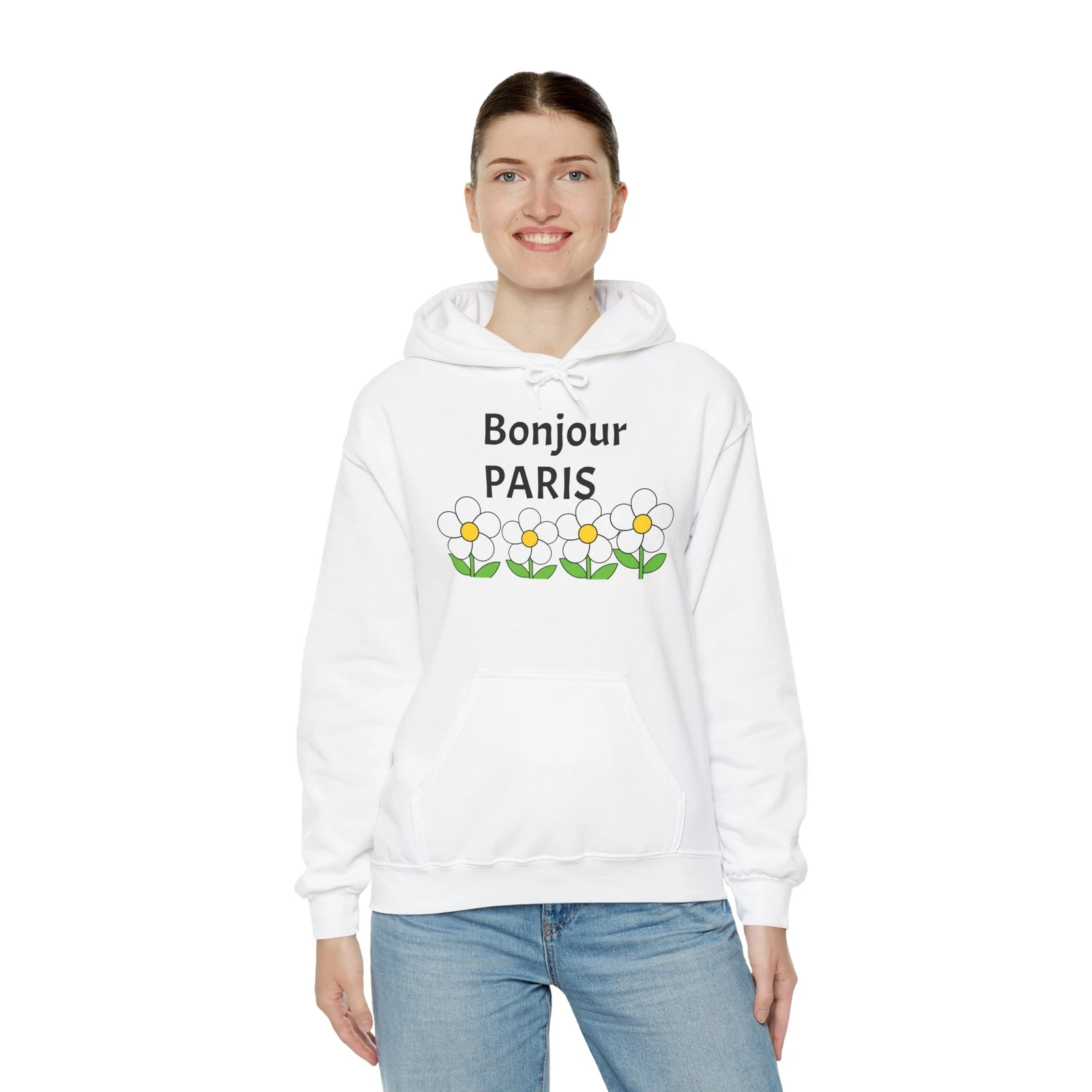 Bonjour Paris Unisex Hoodie, Cozy Parisian Fashion, Travel Lover Gift, Casual