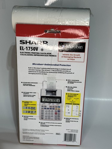 Sharp EL-1750V Electronic Printing Calculator 12 Digit/ 2 Color Printer New - Picture 2 of 3
