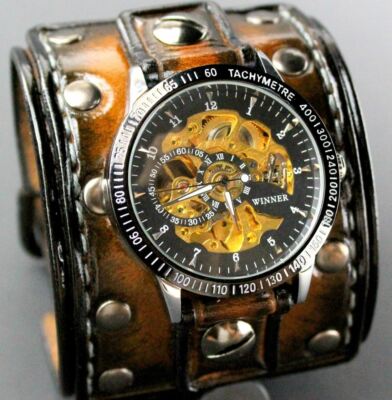 Double Buckle Steampunk Leather Watch