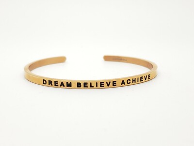 MANTRABAND Rose Gold Color Dream Believe Achieve Cuff Bracelet