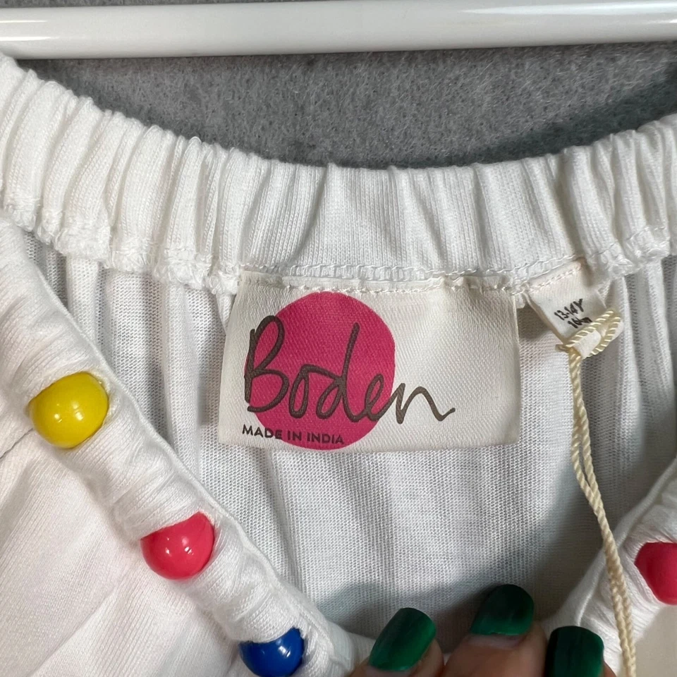 Top halter Boden Kids blanco con detalle de cuentas multicolor talla 13-14 años Foto 3 de 4