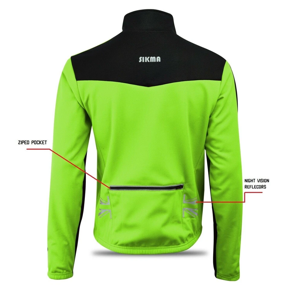 Cycling Winter Jacket Thermal Fleece Long Sleeve Bike Wind Breaker Unisex Adult - Image 4 of 4
