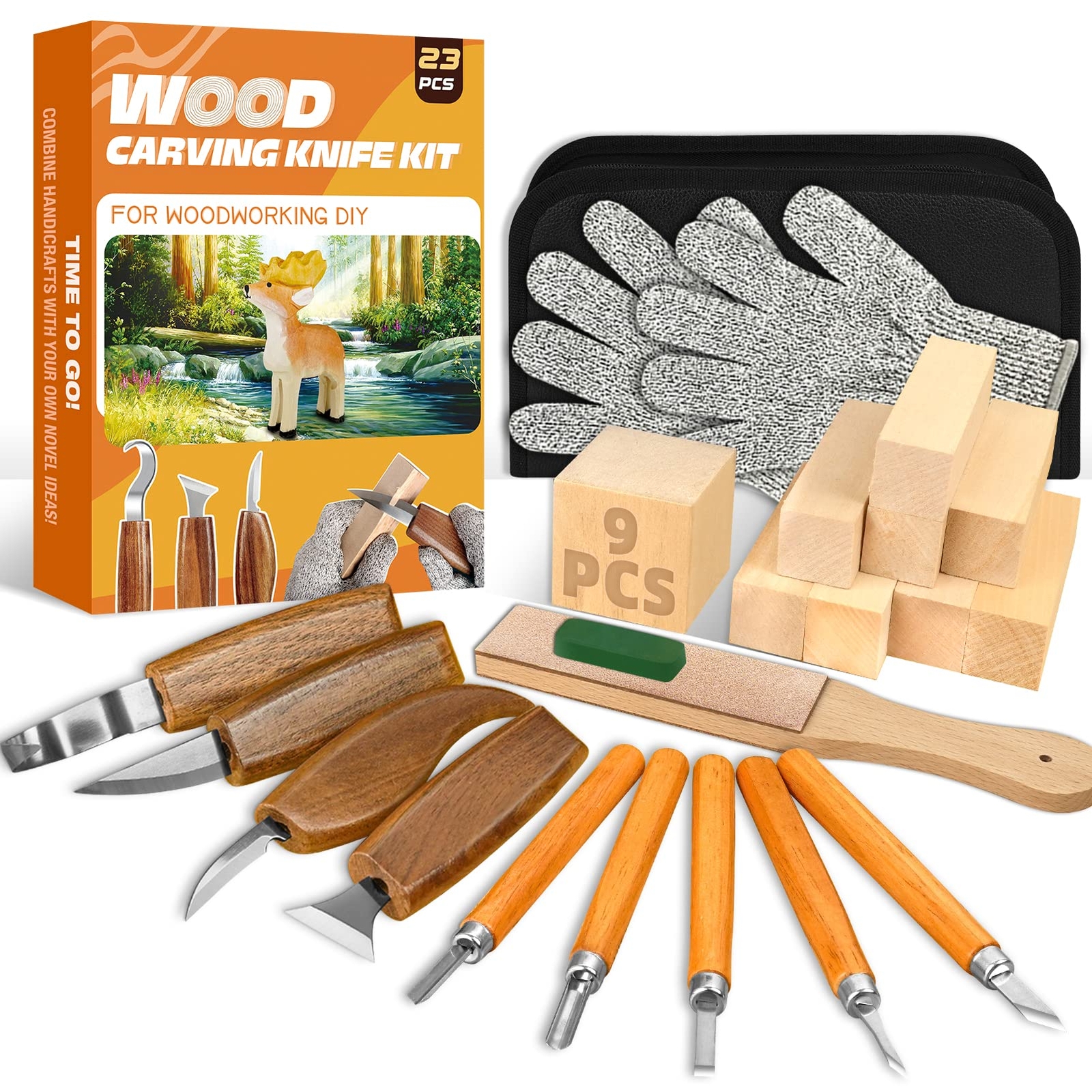 Wood Carving Kit, 23pcs Wood Carving Tool with 4PCS Wood Carving Knives & 5PC...