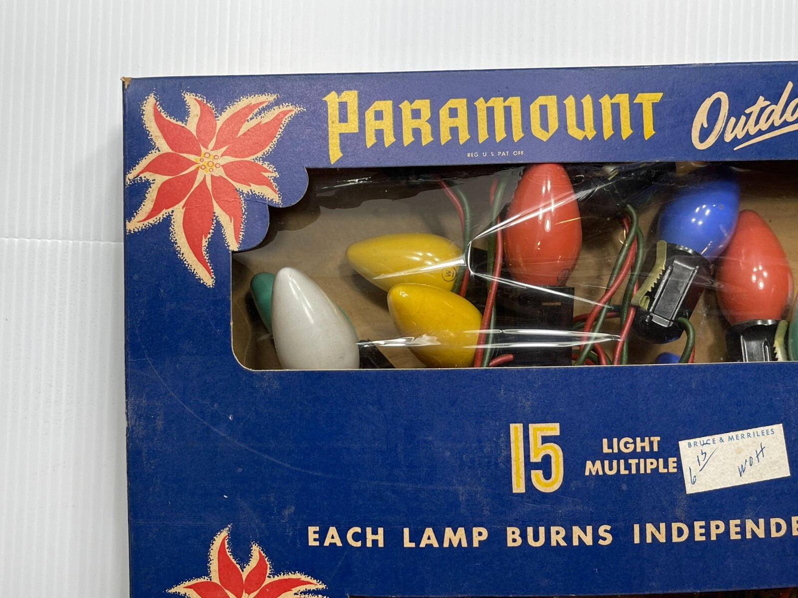 Antique Paramount Brand 15 Colored Christmas Lights In Original Box